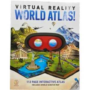 Virtual Reality World Atlas! 112 Page Interactive Atlas with World Scratch Map